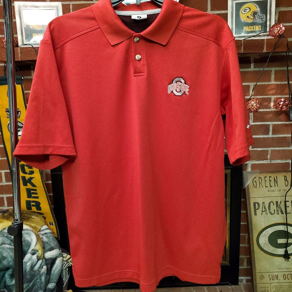 Men's NCAA Ohio State University Columbia Short Sleeve Polo Medium